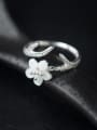 S925 silver natural shells chery flower opening ring