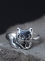 S925 Silver Cute Kitten Opening Statement Ring