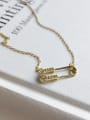 Sterling silver inlay zricon gold pin necklace