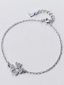 Fresh Clover Shaped Rhinestones Rhinestones Silver Bracelet