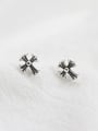 Retro style Little Cross Silver Stud Earrings