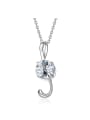 Simple Music Note Cubic Swarovski Crystal Pendant 925 Silver Necklace