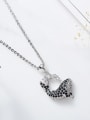 Simple Little Whale Black Zircon Necklace