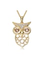 Personalized Cubic Rotational Swarovski Crystals Hollow Owl Copper Necklace