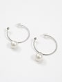 Simple White Artificial Pearl Silver Women Earrings