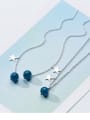 Blue imitation crystal star sweet short clavicular chain ear thread