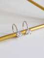 925 Sterling Silver With Platinum Plated Classic  Cubic Zirconia Hoop Earrings