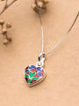 Vintage Colorful Heart Shaped S925 Silver Glue Pendant