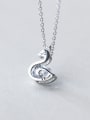 Lovely Swan Shaped Rhinestone S925 Silver Necklace