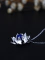 Lotus Flower Blue Stone Women Necklace