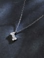 Creative Bone Shaped Rhinestones S925 Silver Necklace