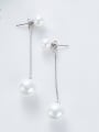 Fashion White Artificial Pearls 925 Silver Stud Earrings