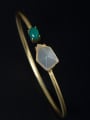 Gold Plated Stones Simple Opening Bangle