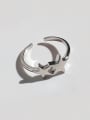 Fashion Double Star Smooth Silver Opening Ring