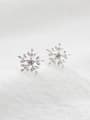 Fashion Little Snowflake Silver Stud Earrings