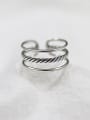 Simple Three-band Antique Silver Plated Opening Ring