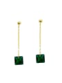 Fashion Green Zircon Gold Plated Silver Drop Earrings