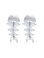 Personalized Marquise Zirconias Fish Bone 925 Silver Stud Earrings