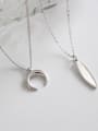 Sterling Silver simple geometric Moon Necklace