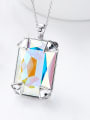 Simple Swarovski Crystals Rectangular Pendant Copper Necklace