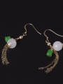 Temperament Ntural White Jade Hook Earrings