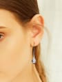 Simple Water Drop shaped Swarovski Crystal Line Earrings