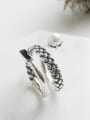 Retro style Three-band Little Artificial Pearl Silver Ring