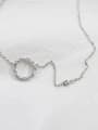 Simple Hollow Round Cubic Tiny Zirconias Silver Necklace