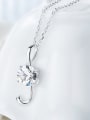 Simple Music Note Cubic Swarovski Crystal Pendant 925 Silver Necklace