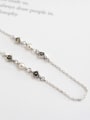 Fashion Black Zirconias Little Artificial Pearls Silver Necklace