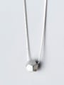 S925 Silver Necklace Pendant simple geometric polygon wire drawing Necklace Chain D4290