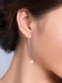 Round Freshwater Pearl Drop threader earring