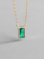 Sterling Silver Compact Mini geometric square Zircon Necklace