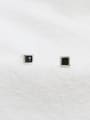 Simple Black Tiny Square Silver Stud Earrings