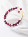 S925 silver  Rose red tiger eye Golden bracelet