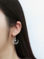 Fashion Hollow Moon Star White Zircon Silver Stud Earrings