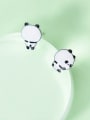 Lovely Panda Shaped S925 Silver Stud Earrings