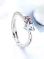 Simple Heart-shaped Zircon Platinum Plated Ring