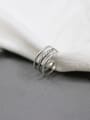 Simple Three-band Antique Silver Plated Opening Ring