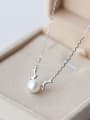 S925 Silver Elk Natural Freshwater Pearl Collarbone Necklace Christmas ' Gift