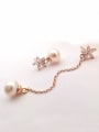 Freshwater Pearl Asymmetrical Flower threader earring