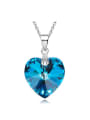 Fashion Blue Heart Swarovski Crystal 925 Silver Pendant