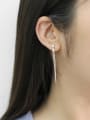 Fashion Cubic Zircon Long Tassels Silver Stud Earrings