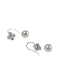 Fashion Artificial Pearl Flowery Zircon Silver Earrings