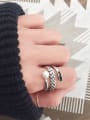 Retro style Three-band Little Artificial Pearl Silver Ring