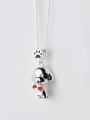 Cute Dog Shaped Red Enamel S925 Silver Necklace