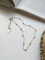 Sterling silver rule between beads cross chain golden  short necklace