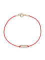 Simple Cubic Shiny Zirconias Red Rope Copper Bracelet