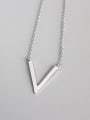 925 Sterling Silver With Platinum Plated Simplistic Geometric  V Necklaces