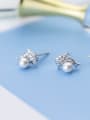 Lovely Dolphin Shaped Gold Plated Artificial Pearl Stud Earrings